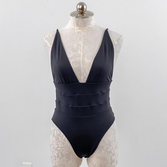 Anthropologie So De Mel L Swimsuit Deep Plunge One-Piece Black - Picture 10 of 14